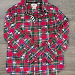 Hatley Red & Green Plaid Button-Down Shirt with Polar Bear Print